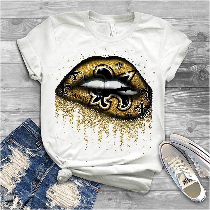 Order Sexy Lips New Orleans Saints Football 2018 White Unisex-Premium T-Shirt