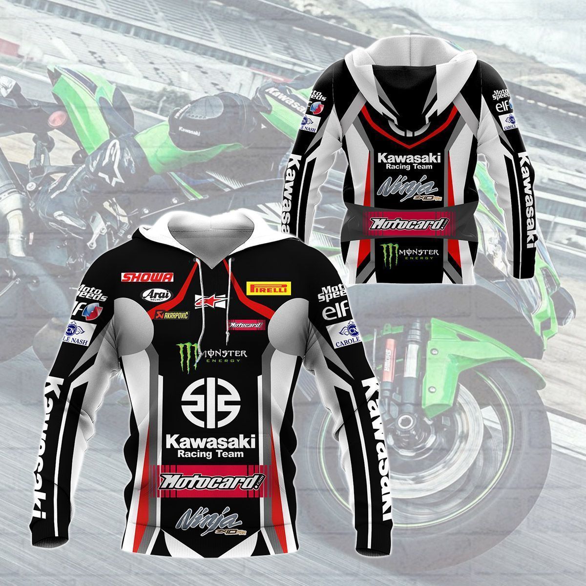 3D All Over Printed Kawasaki Racing   Shirts Ver5 (Black)