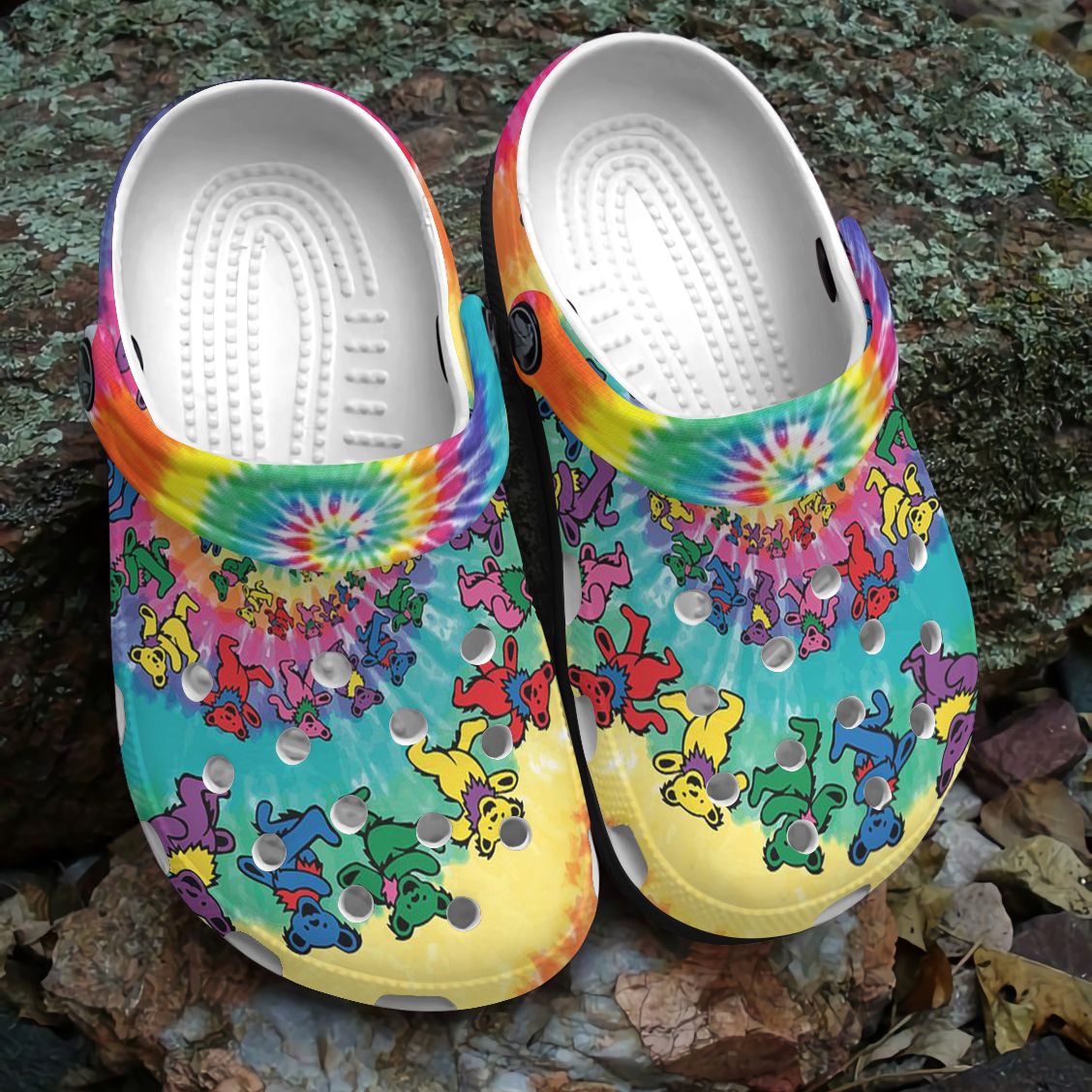 Hippie Personalized Clog, Custom Name, Text, Color, Number Fashion Style For Women, Men, Kid, Print 3D Hippie Bears