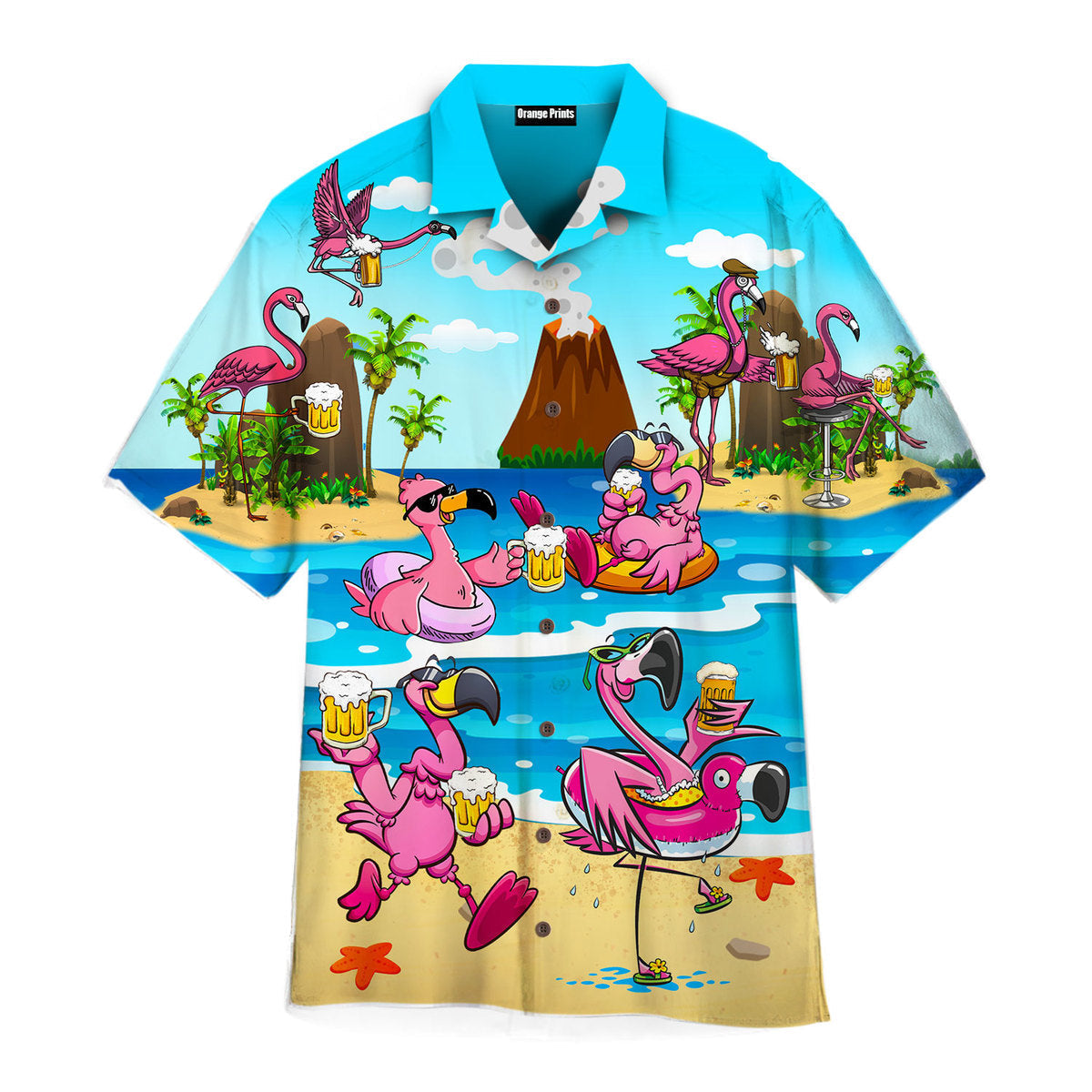 Flamingo Drinking Beer In Summer Aloha Hawaii Shirts For Men Women Ha81313