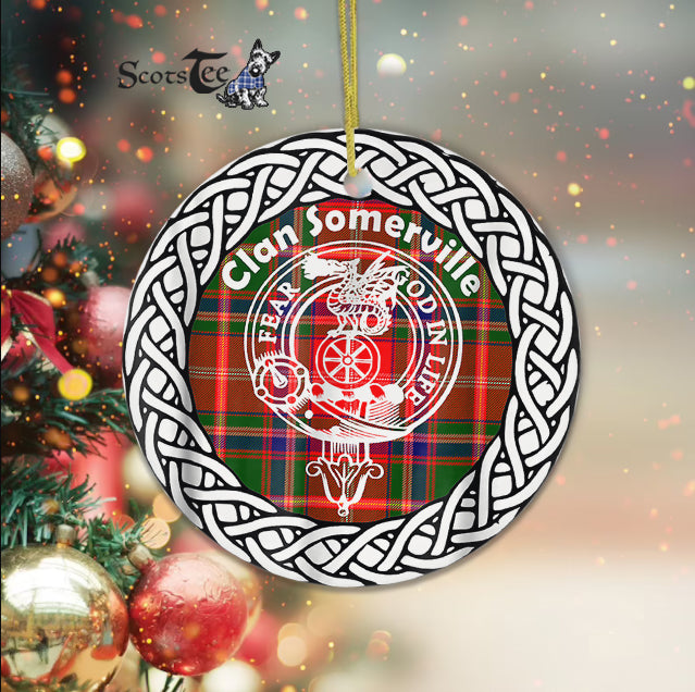 Somerville Clan Tartan Crest Badge Plaid Ornament Gift. Christmas Tree Ornament Tartan Ornament Great Christmas Ornaments Gift