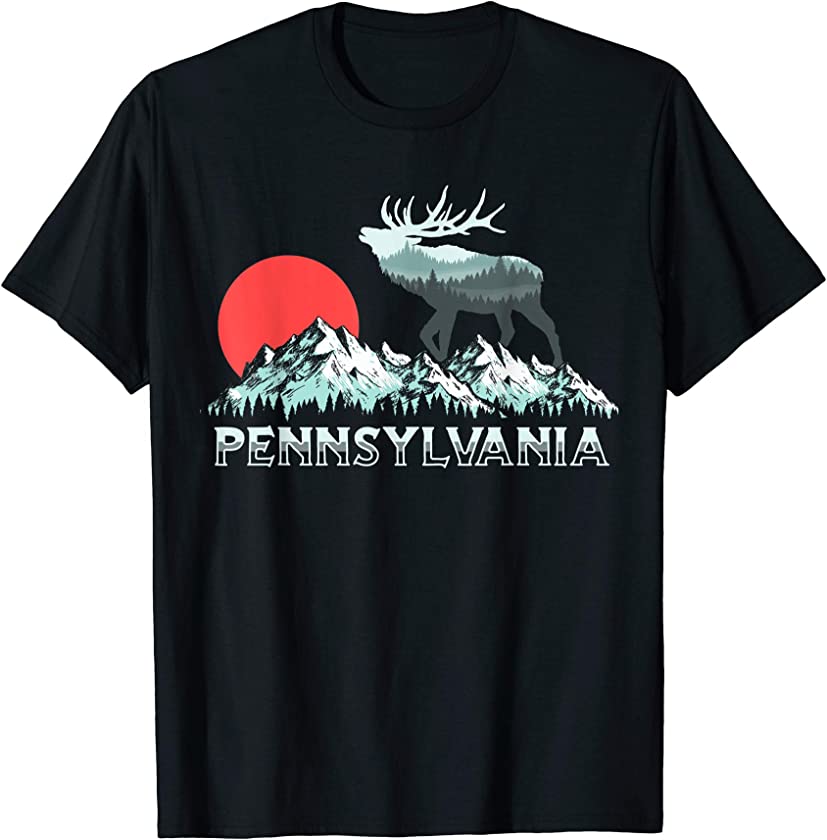 Vintage Pennsylvania Elk Hunter Conservation Retro Graphic T-Shirt