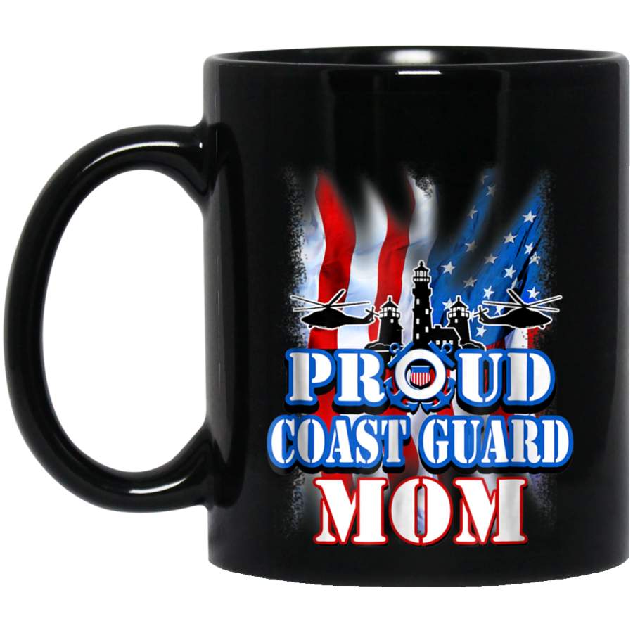 Coast Guard Mom Shirt USA Flag Military Mothers Day Gift Veterans Day Christmas Gift Mug