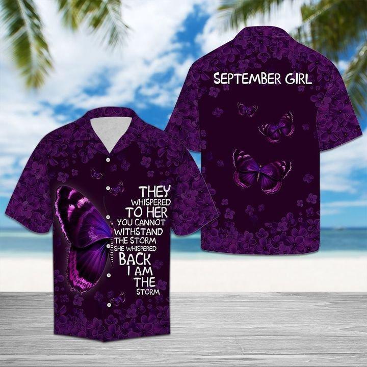 Butterfly And September Girl Hawaii Unisex Print Aloha Short Sleeve Casual Shirt Ha59632