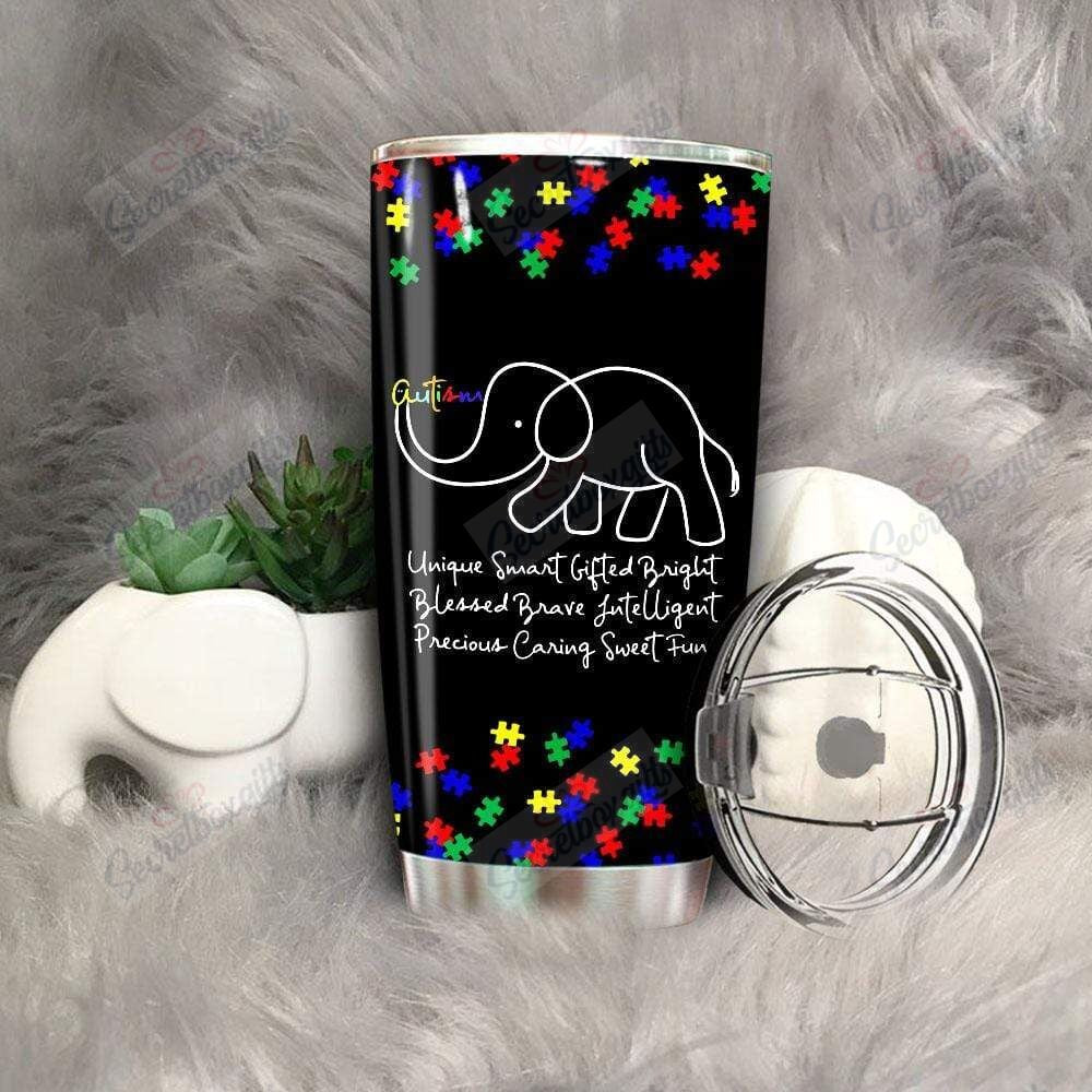 Personalized Autism Awareness Day Elephant Animal Autism Gift Nc2011027Cl Stainless Steel Tumbler Travel Customize Name, Text, Number, Image