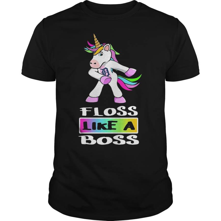 Unicorn Detroit Tigers floss like a boss T-Shirt