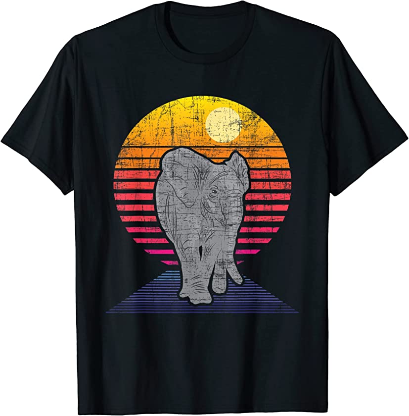 Retro Elephant Art – Zoologist Zookeeper Animal Lover T-Shirt