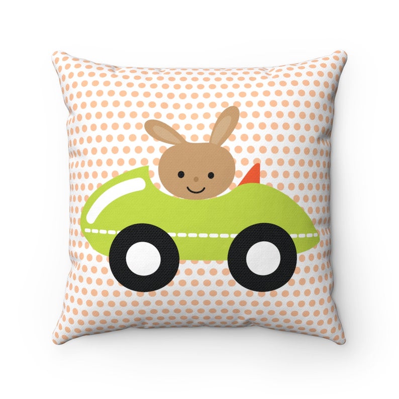 Rabbit In The Car Throw Pillow, Bedroom Decor, Outdoor Pillows, Living Room Decor, Sofa Bed Throw Pillow, Decorative Pillow, Home Office Throw Pillows