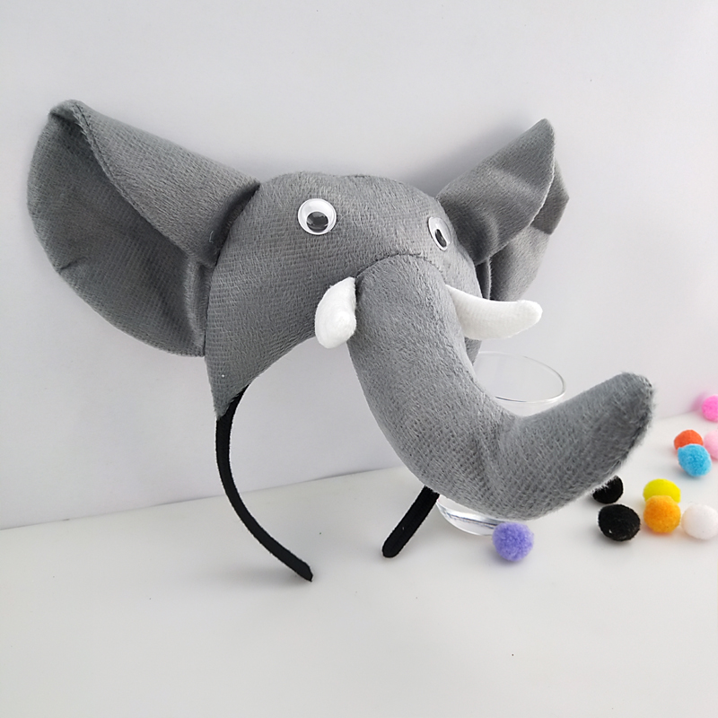 Adult Kids Plush Children Elephant Ears Headband Animal Tie Tail Gift Birthday Party Cosplay Costume Halloween Christmas alx