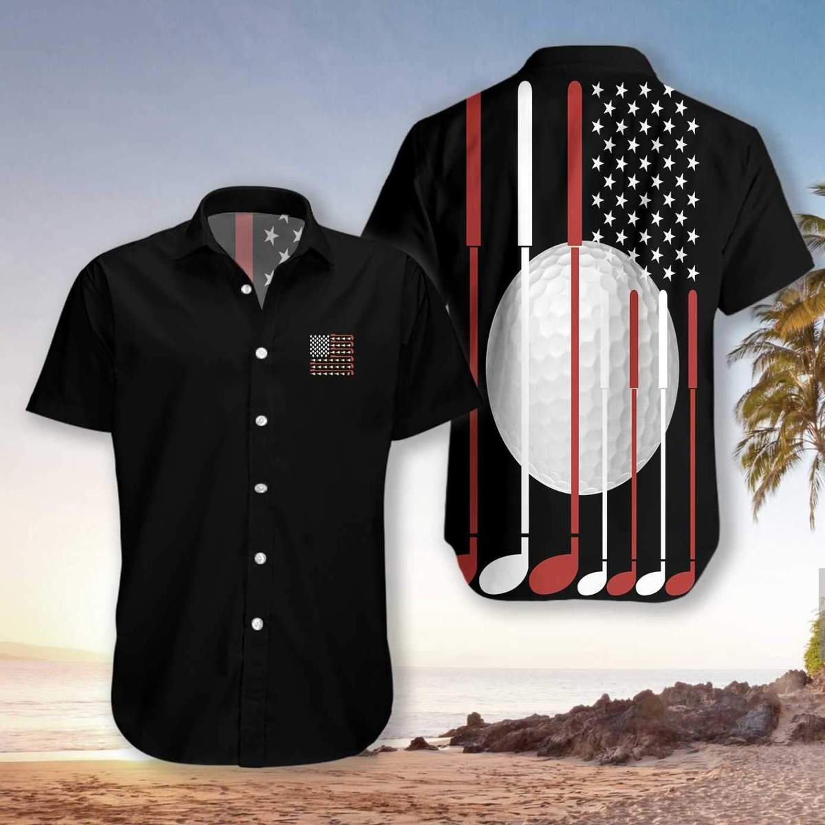 American Flag Golf Player Hawaiian Shirt Pre13702