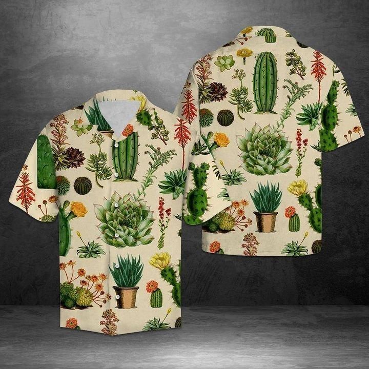 Flower Cactus Hawaii Shirt White Men Women Beach Wear Short Sleeve Combo Ha97427