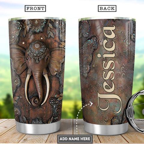 Mandala Elephant Personalized Stainless Steel Tumbler, Personalized Tumblers, Tumbler Cups, Custom Tumblers