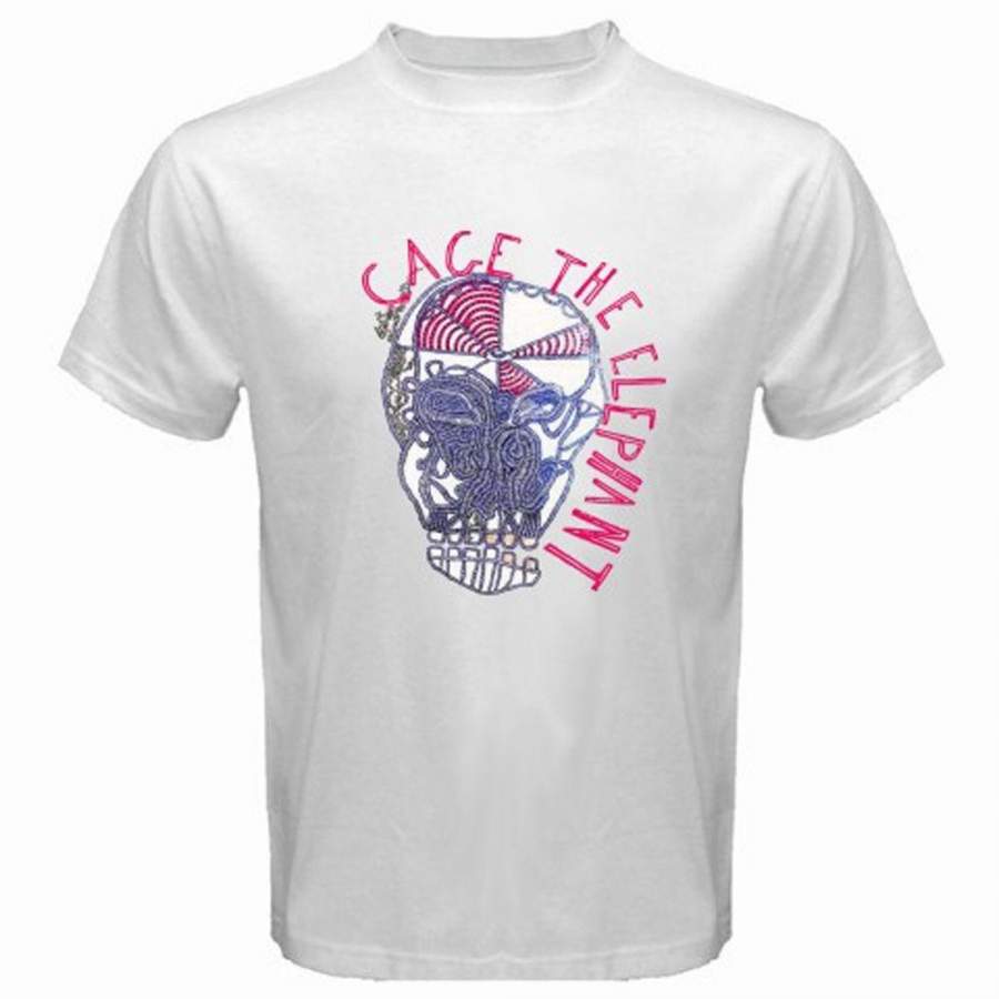 New Cage The Elephant Album Logo Rock Band Mens White T-Shirt