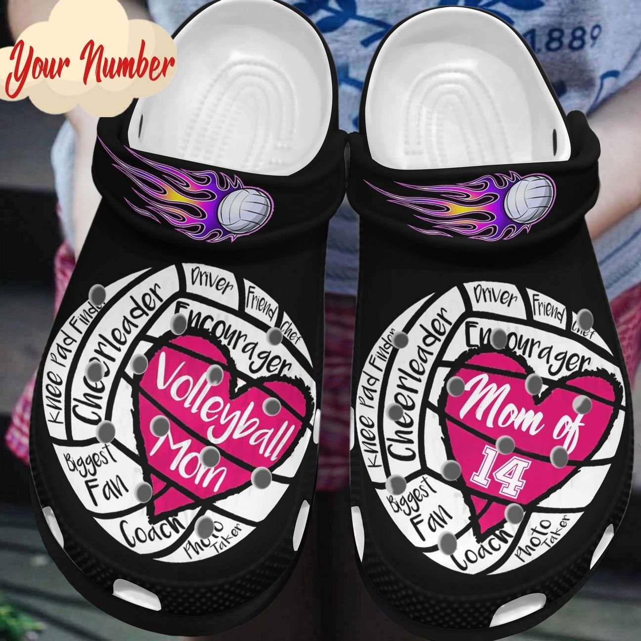 Volleyball Personalized Clog, Custom Name, Text, Color, Number Fashion Style For Women, Men, Kid, Print 3D Volleyball Mom