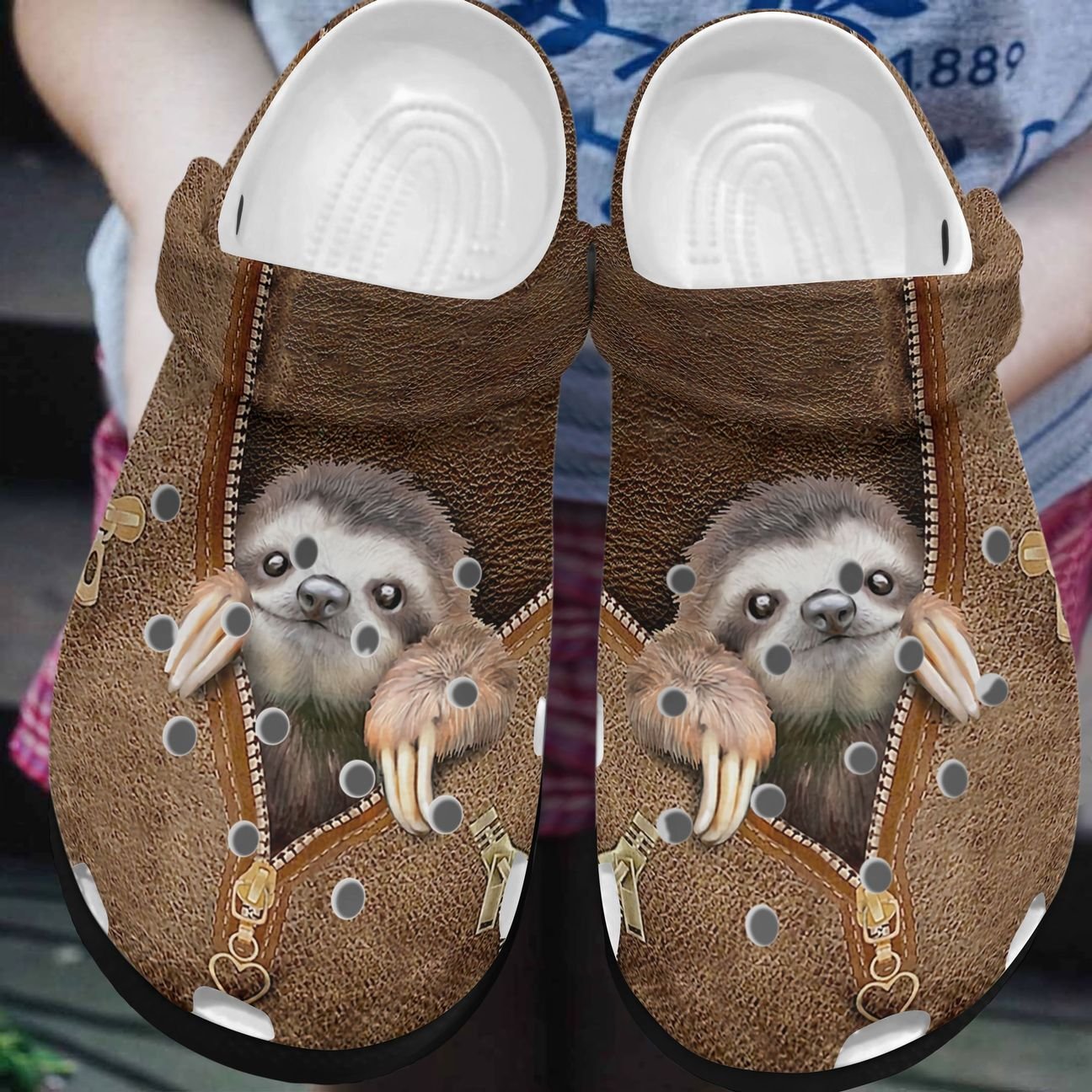 Sloth Personalized Clog, Custom Name, Text, Color, Number Fashion Style For Women, Men, Kid, Print 3D Sloth In Zip