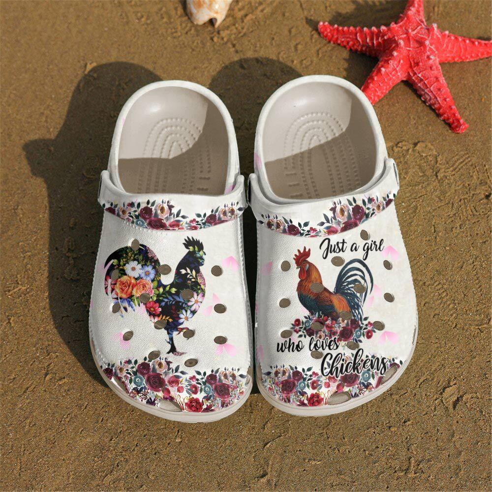 Chicken Personalized Clog, Custom Name, Text, Color, Number Fashion Style For Women, Men, Kid, Print 3D Just A Girl Who Loves Chickens