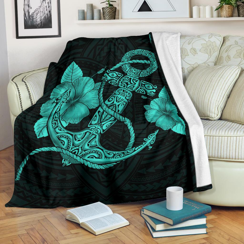 Anchor Turquoise Poly Tribal Premium Blanket – AH – J14