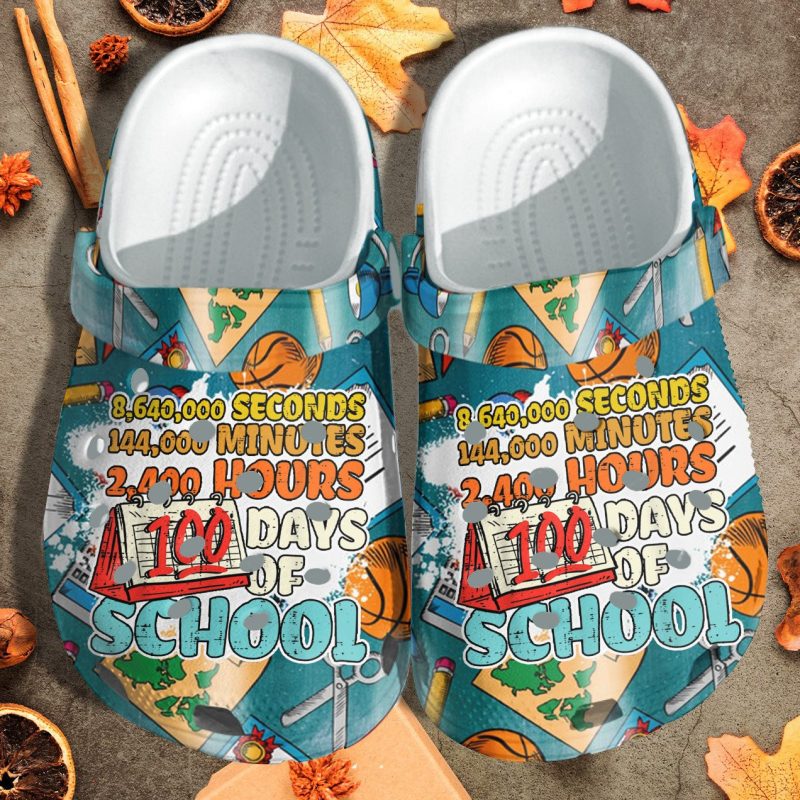 2400 Hours 100 Days Of Schoolleopard Shoes Crocbland Clog Gift