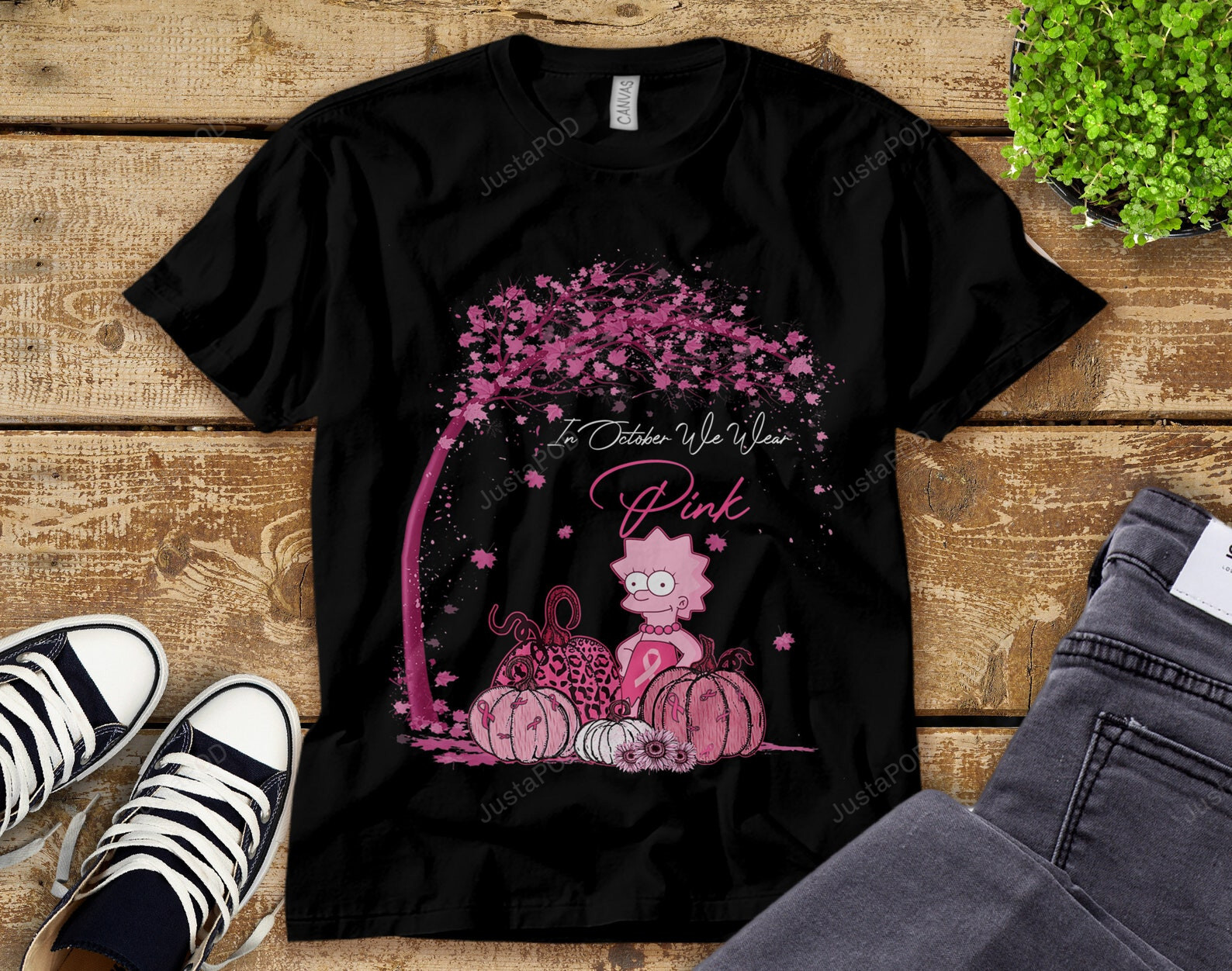 Lisa Simpson Breast Cancer Awareness Ioww Pink T-Shirt