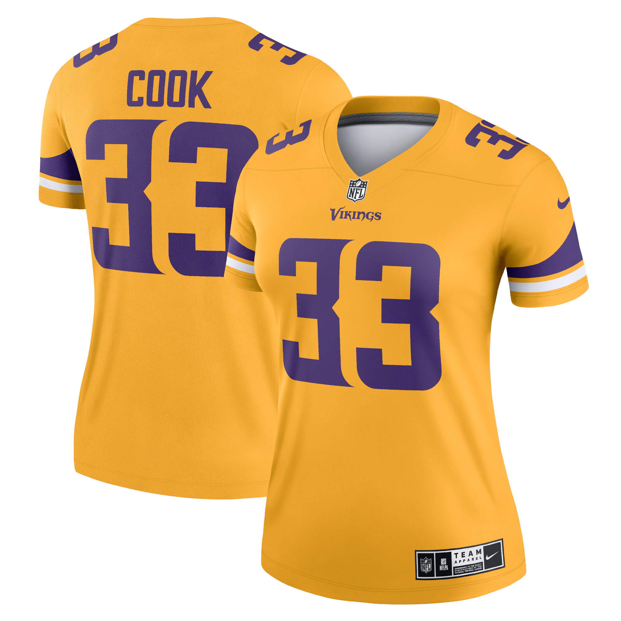 Women’s Minnesota Vikings Dalvin Cook Gold Inverted Legend Jersey