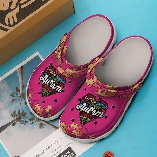 Autism Collection Pink Personalized Gift For Lover Rubber clog Shoes Comfy Footwear