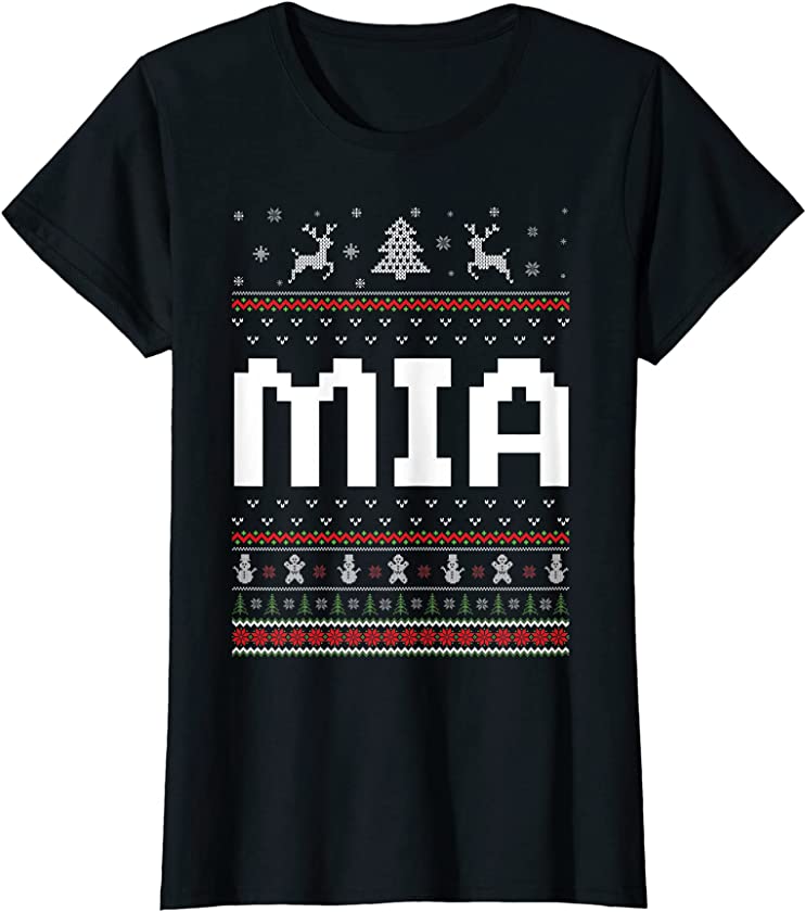 Womens Mia Ugly Holiday Party Matching Ugly Christmas Sweater T-Shirt