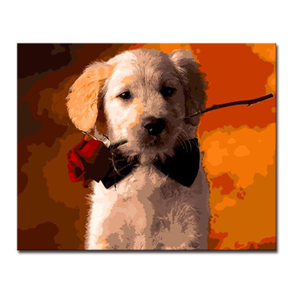 Dog And Flower Canvas