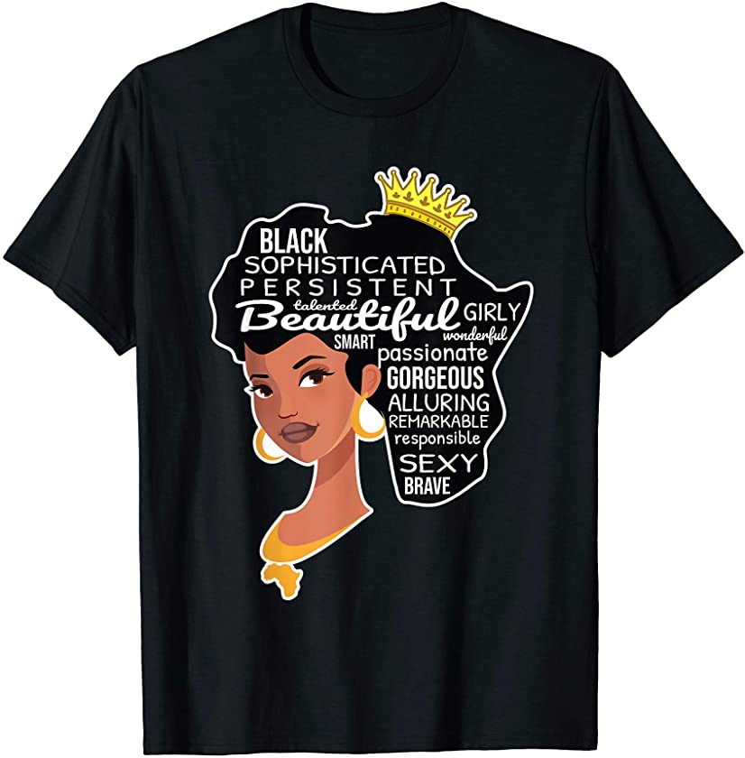 Black Queen Hair Text Juneteenth Black History T-Shirt