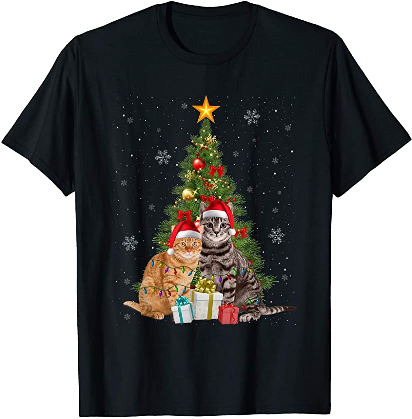 Cat Christmas Shirt Funny Meowy Cat Christmas Tree Kitten T-Shirt