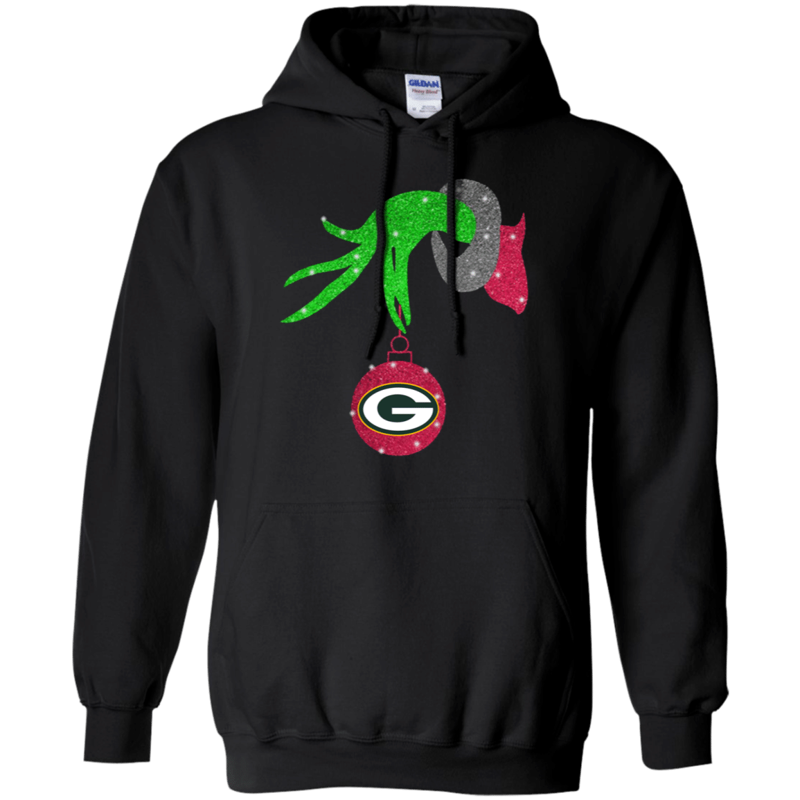 Find Grinch hand holding Green Bay Packers Glitter Christmas shirt Hoodie