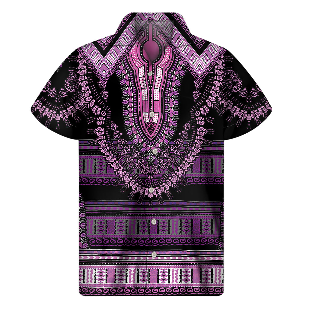 Purple And Black African Dashiki Print Men’S Short Sleeve Shirt