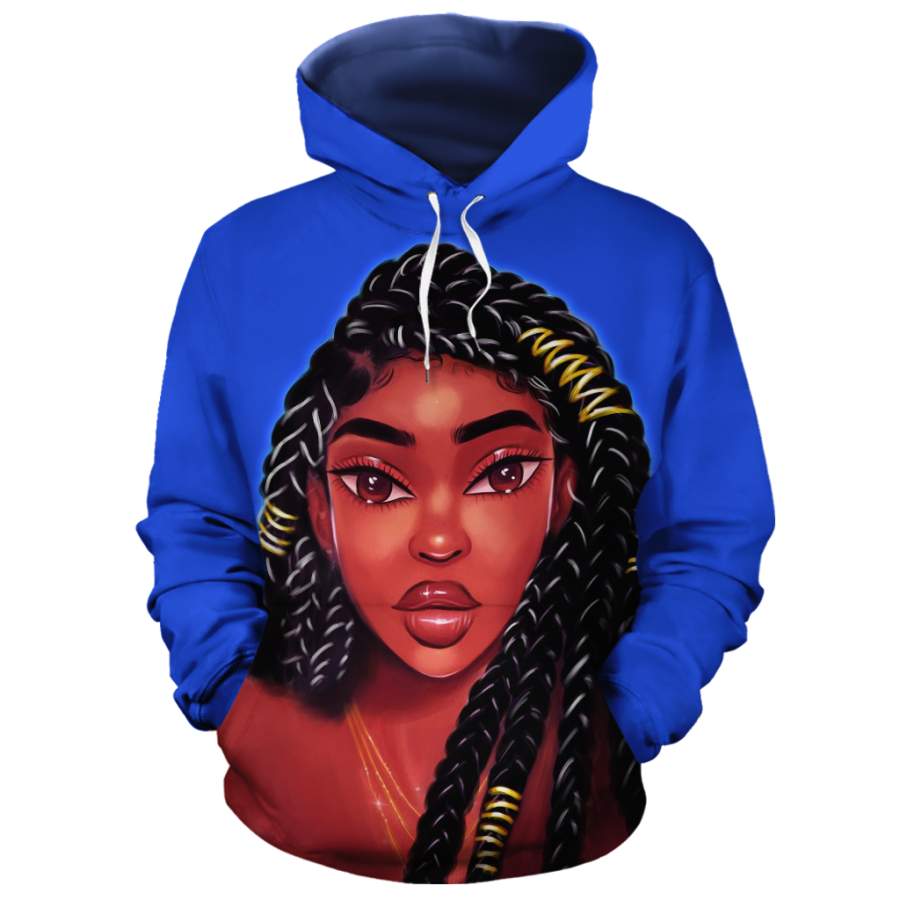 Dreadlock Black Queen Fleece All-Over Hoodie