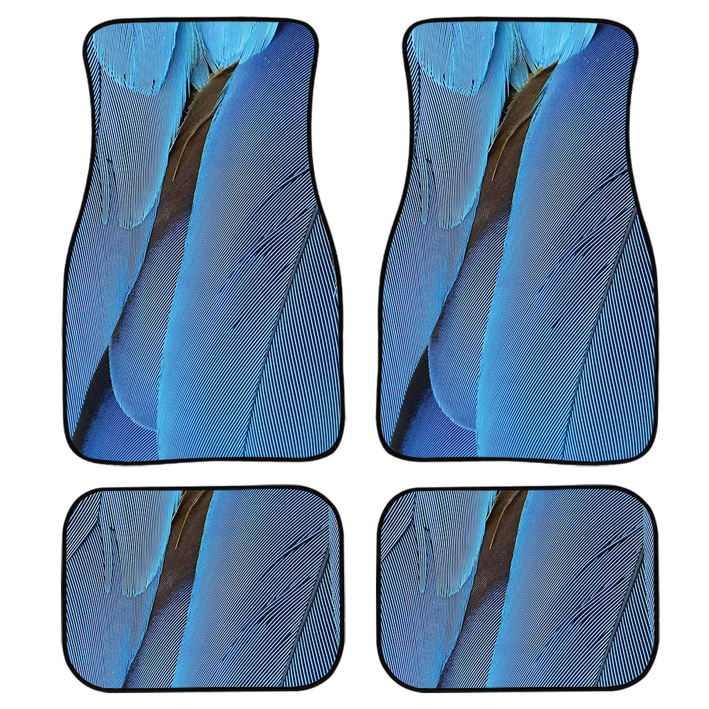 Blue Feather Print Front And Back Car Floor Mats, Front Car Mat