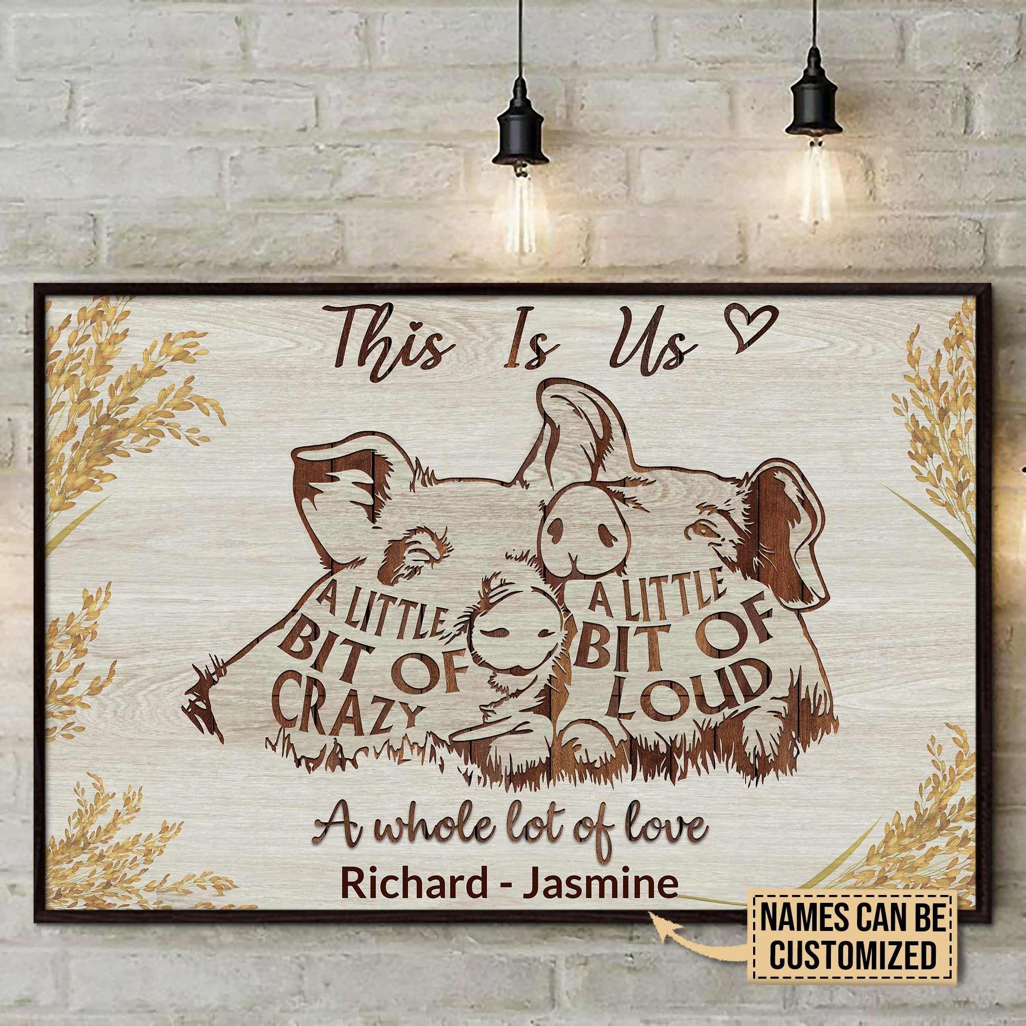 Aeticon Gifts Personalized Pig Paddy This Is Us Canvas Mom Dad Gift Home Decor