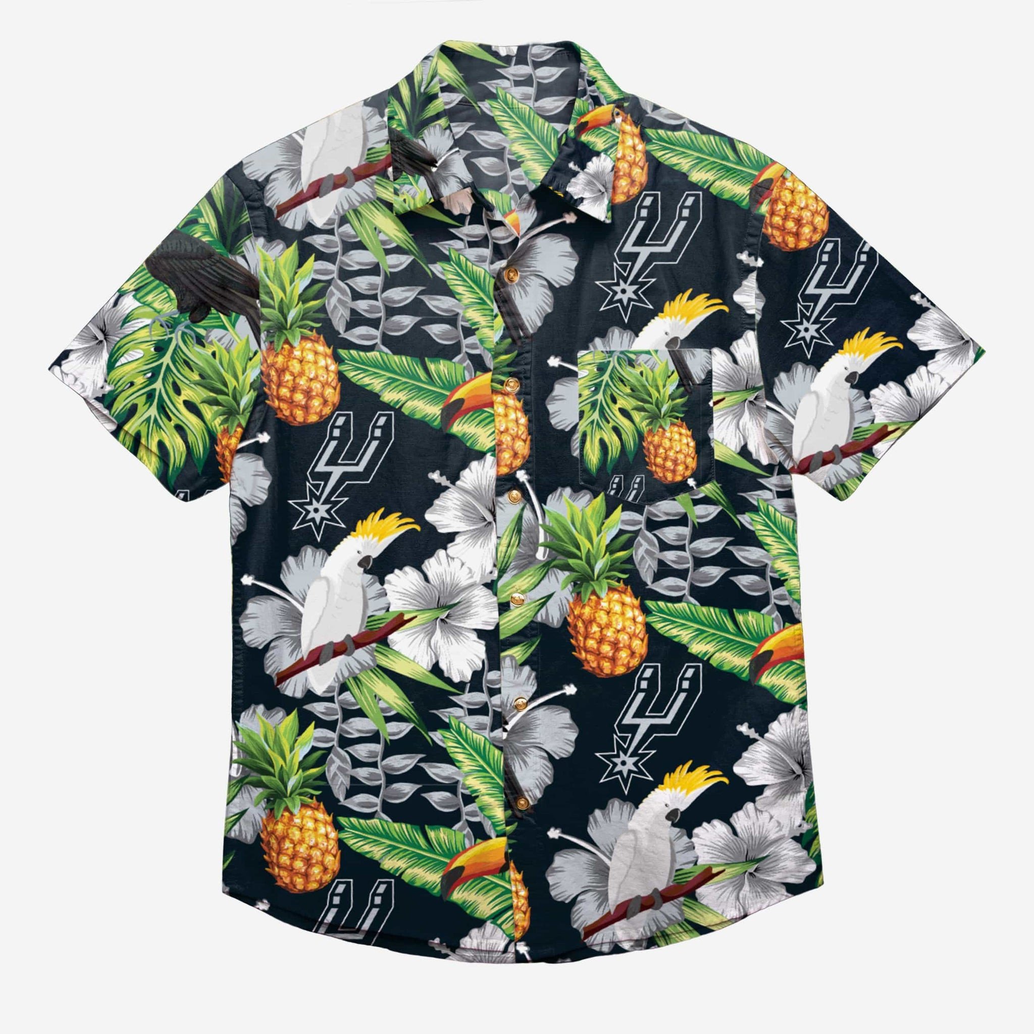 San Antonio Spurs Floral Button Up Hawaii Shirt Ha3617