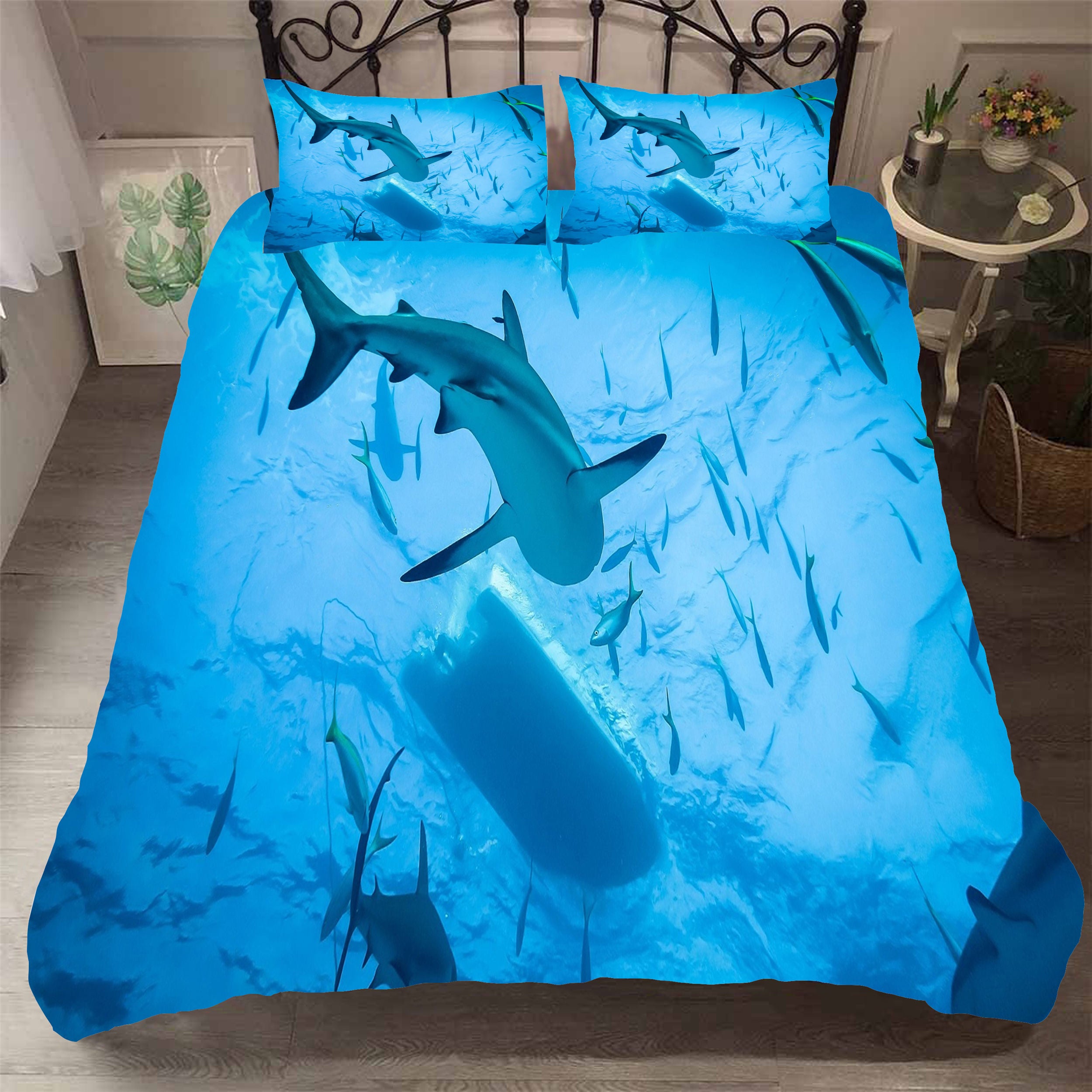 3D Blue Whale Shark Fish Quilt Cover Set Bedding Set Duvet Cover Pillowcases Sf59