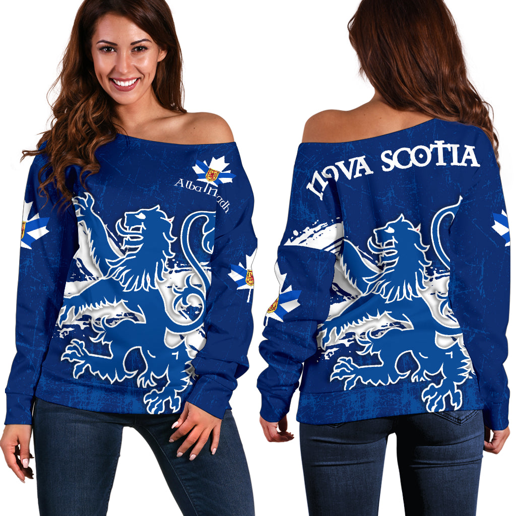 1Stcanada Off Shoulder Sweater – Nova Scotia Lion Maple Leaf A15