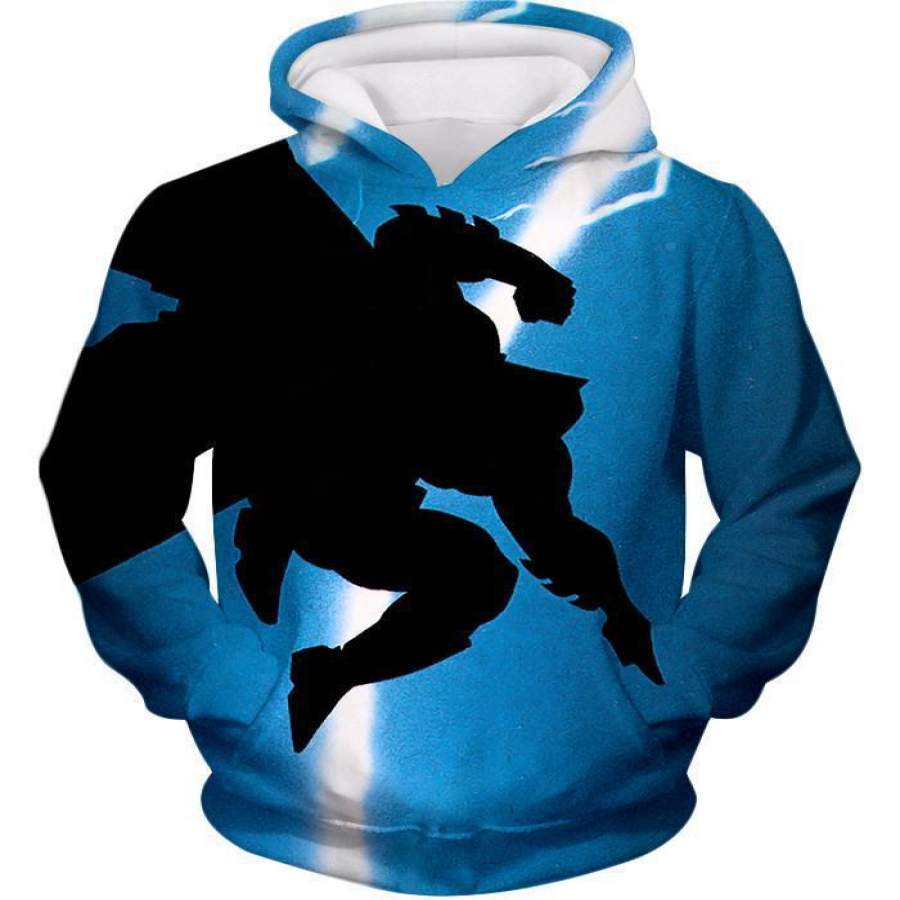 Amazing Action Batman Awesome Shadow Print Blue Hoodie