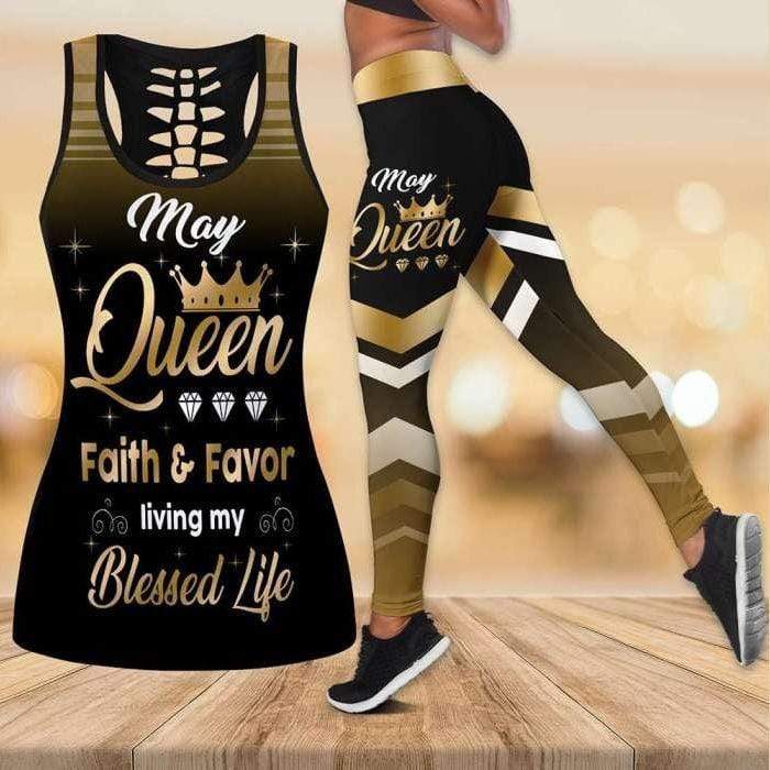 Custom Month June Black Queen Faith & Favor Living My Blessed Life Hollow Tank Top – Legging 3D