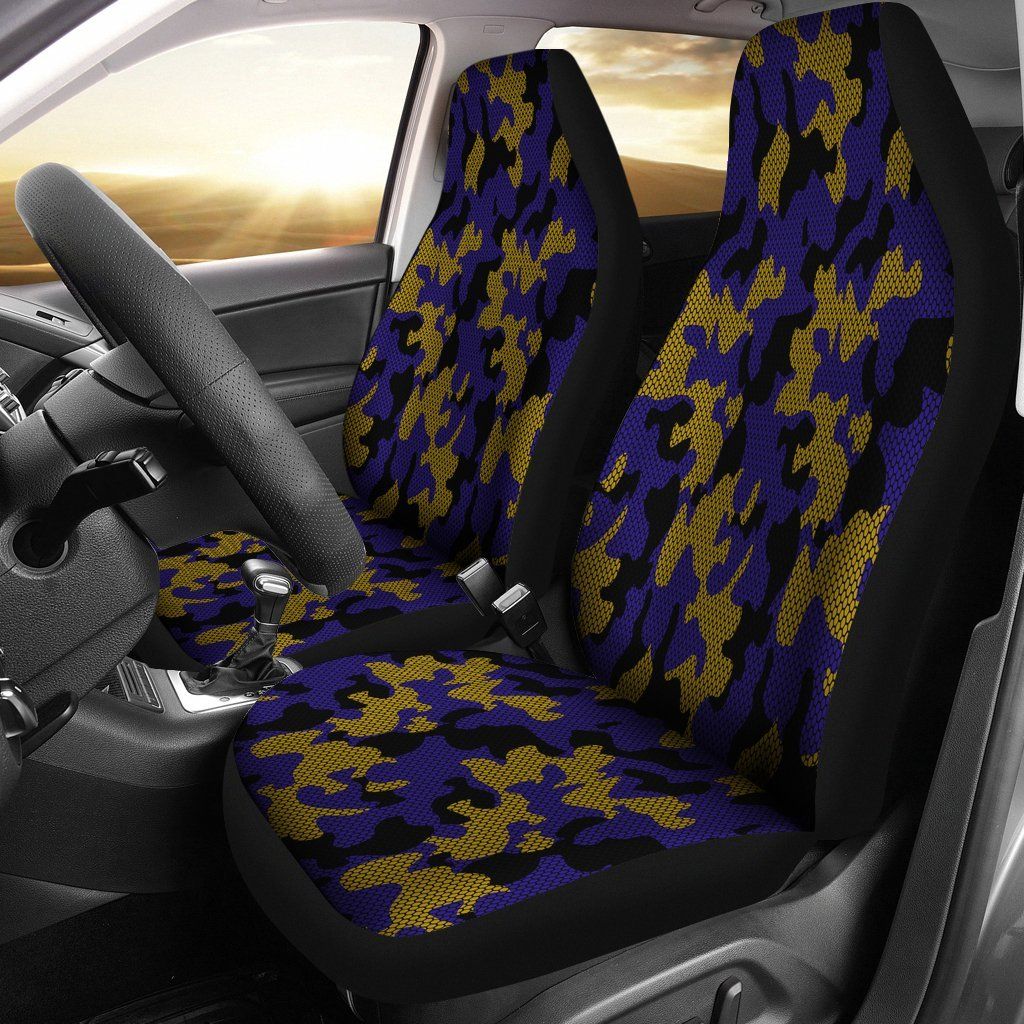 Baltimore Ravens Inspired Hex Camo Micro Fiber Car Seat Covers SUV Seat Covers Truck Seat Covers