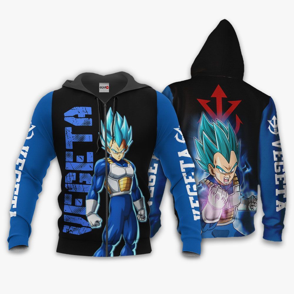 Vegeta Saiyan Blue Hoodie Costume Dragon Ball Anime Zip Jacket