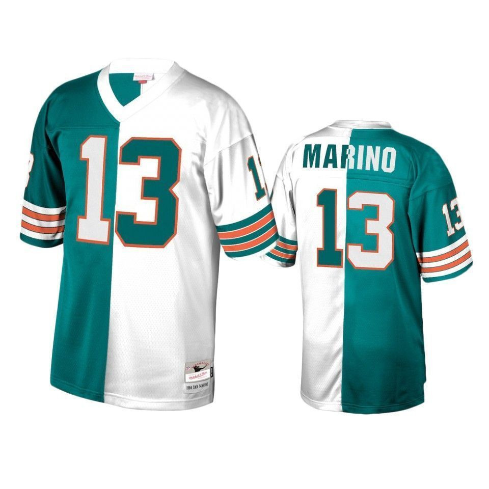 Miami Dolphins Dan Marino Aqua White Retired Player Split 3D Jersey