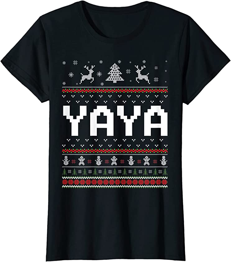 Womens Yaya Ugly Holiday Party Matching Ugly Christmas Sweater T-Shirt