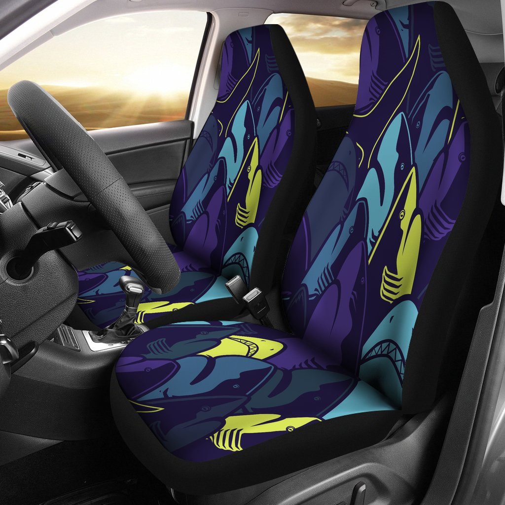 Shark Neon Color Print Car Seat Covers