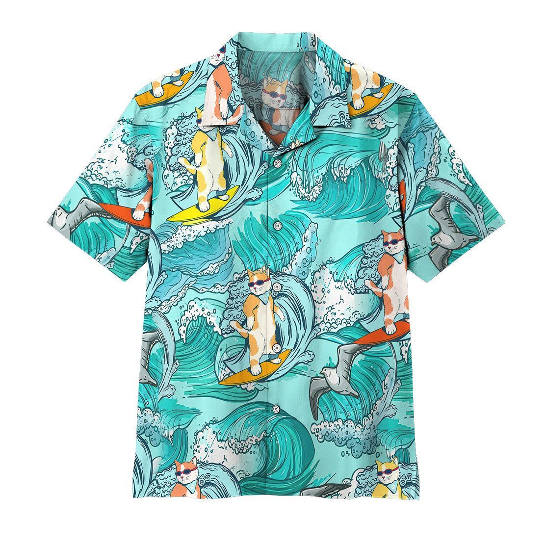 Gearhuman Cat Surfing Hawaiian Shirt Ha36075