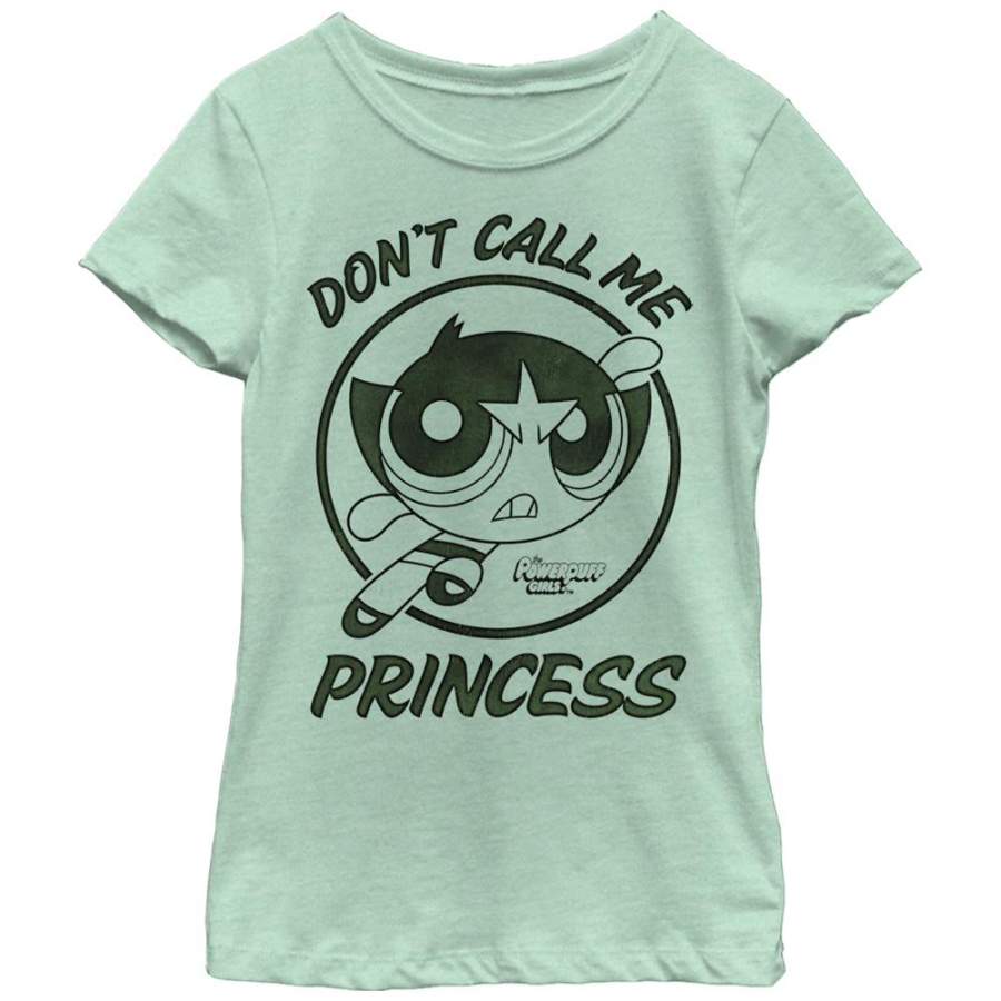 The Powerpuff Girls Girl’s Buttercup Don’t Call Me Princess  T Shirt Mint S