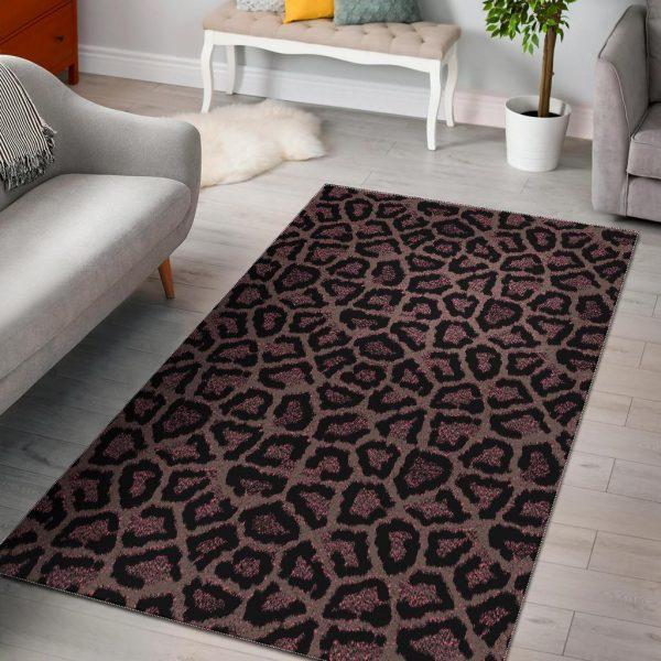 Brown Cheetah Leopard Pattern Print Home Decor Rectangle Area Rug