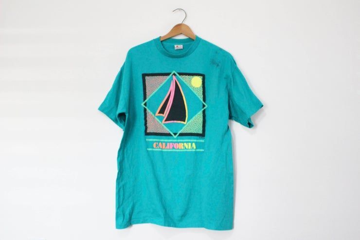 Vintage California Beach Neon Sailing Shirt