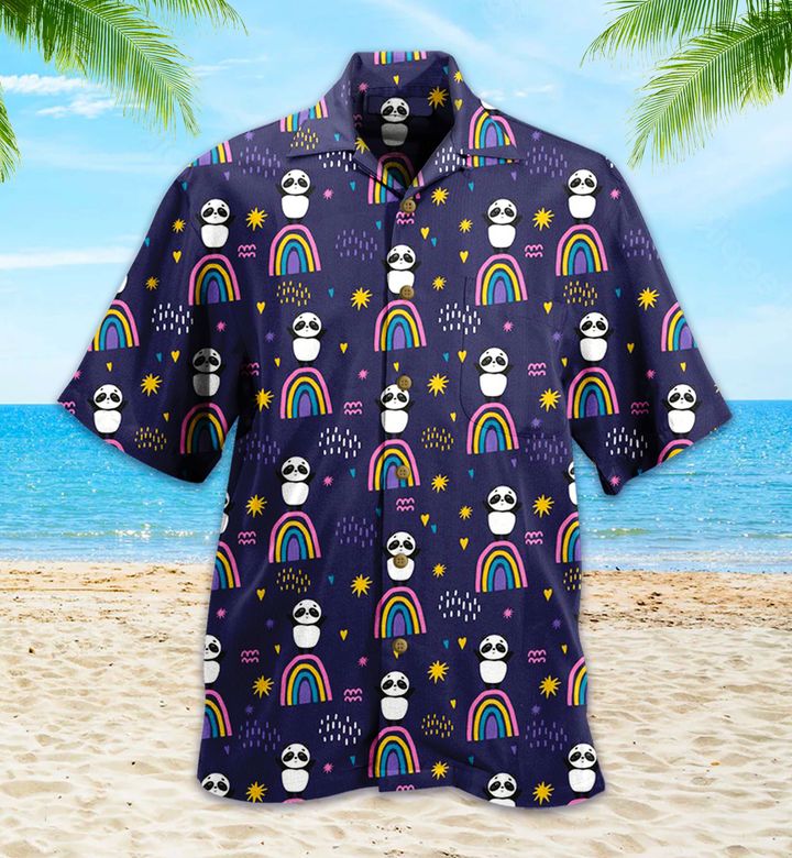 Panda Colorful Navy 3D Hawaiian Shirt