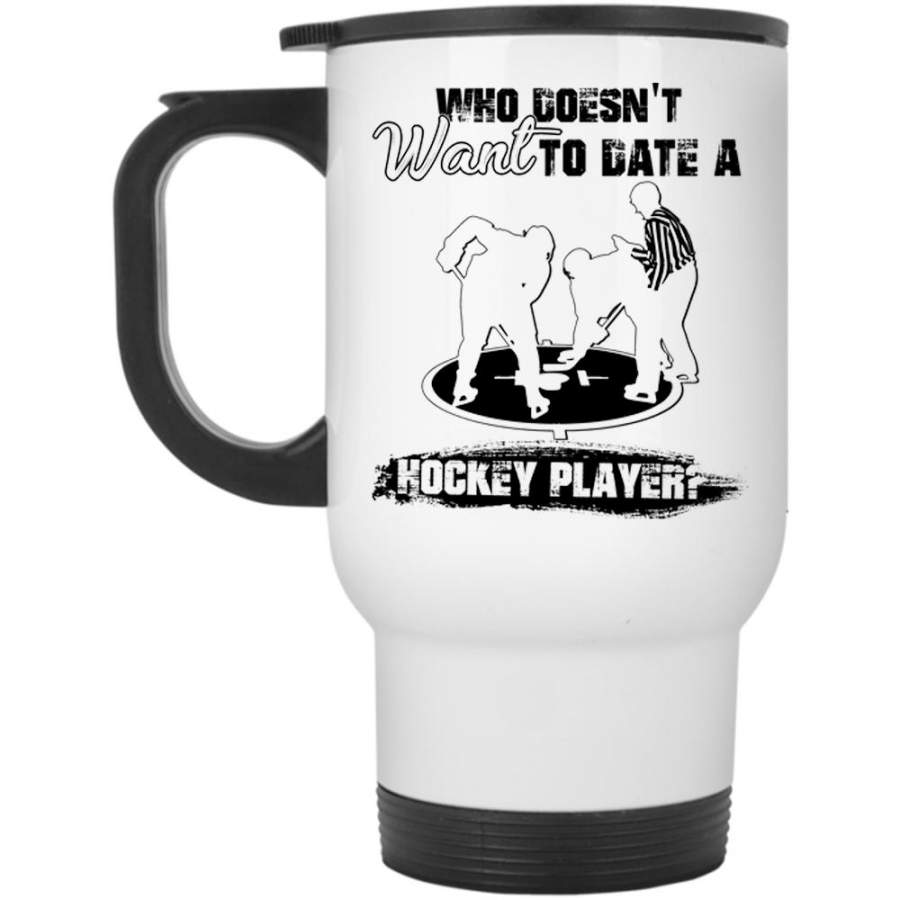 Cool Couple Travel Mug, Date A Hockey Player Mug